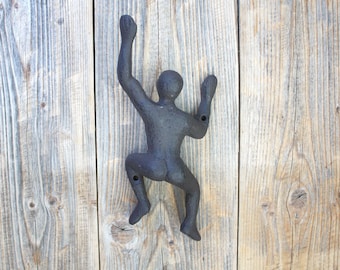 Cast Iron Climber Hook, Unique Wall Hook, Climbing Decor