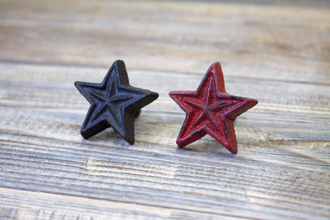 Small Cast Iron Star Drawer Knobs, Rustic Drawer Pull Etsy