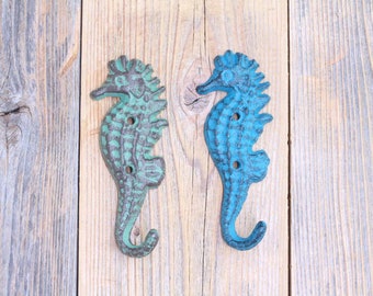 Cast Iron Seahorse Hook, Nautical Key Hook or Pool House Decor