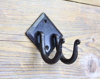 Forged Diamond Double Towel or Coat Hook 