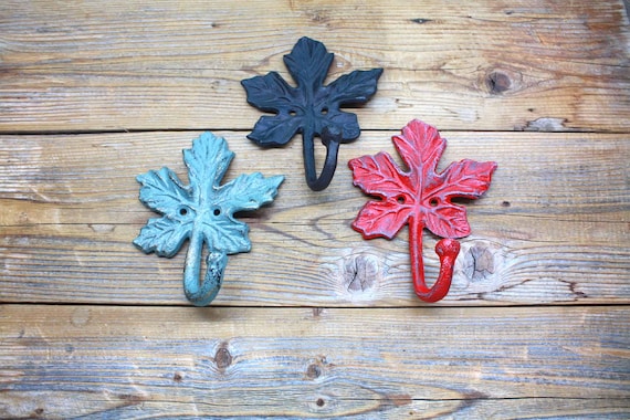 Red Maple Leaf Coat Hook Cottage Entryway Hooks Etsy