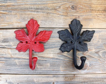 Red Maple Leaf Coat Hook, Cottage Entryway Hooks