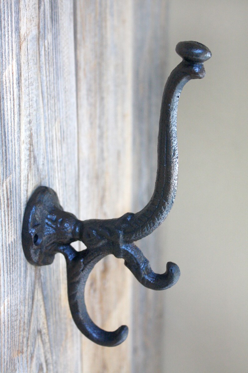 Mudroom Coat Hook Decorative Cast Iron Triple Wall Hooks Etsy