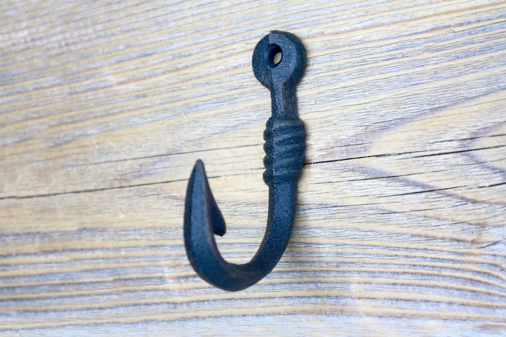 Cast Iron Fish Hook Coat Hook, Fish Hook for Mudroom 