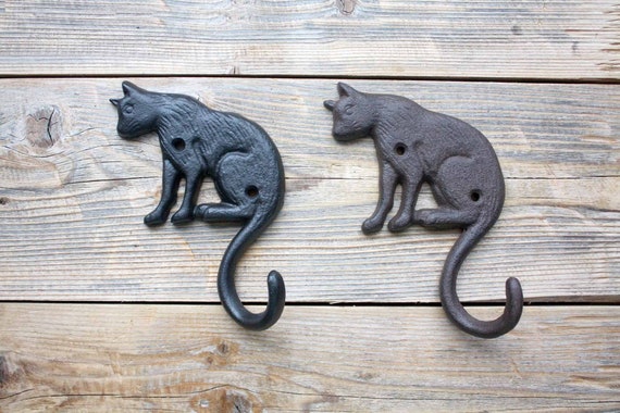 Cast Iron Cat Tail Hook, Single Coat Hook 