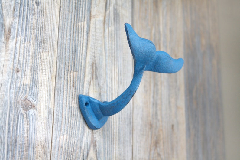 Nautical Blue Whale Tail Coat Robe or Towel Hooks Etsy