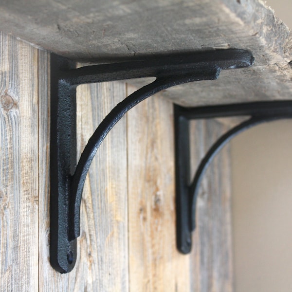 Cast Iron Shelving Brackets, Classic Black Shelf Supports