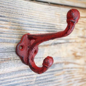 Cast Iron Hook Simple Double Wall Hook Classic Coat Hanger Red