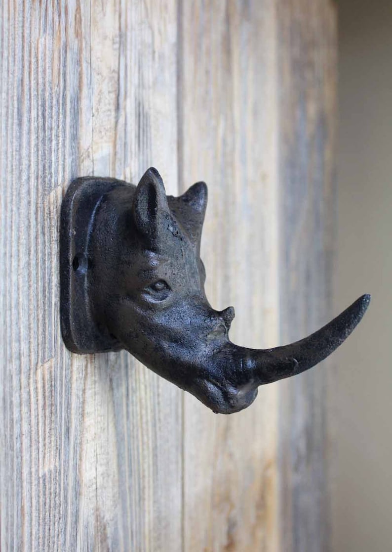 Rhino Hook Zoo Animal Coat Hooks Rhinoceros Head Wall Hook Etsy