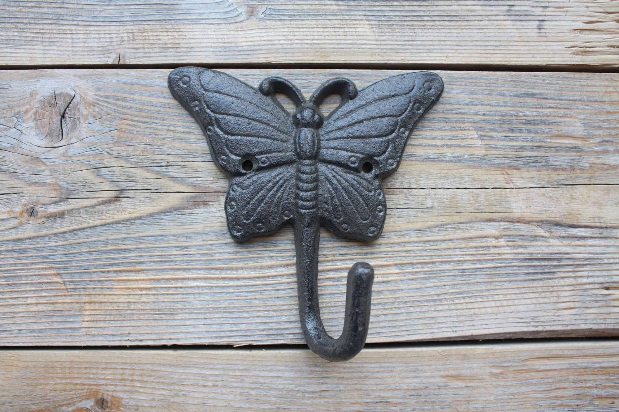 Butterfly Single Coat Hook Cast Iron Butterfly Wall Hook Etsy