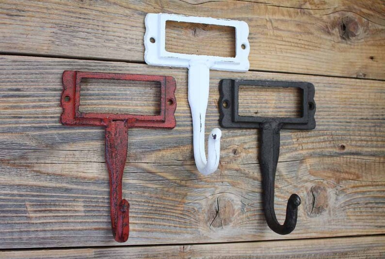 Cast Iron Coat Hooks Coat Rack Hooks With Name Tag Entryway Etsy