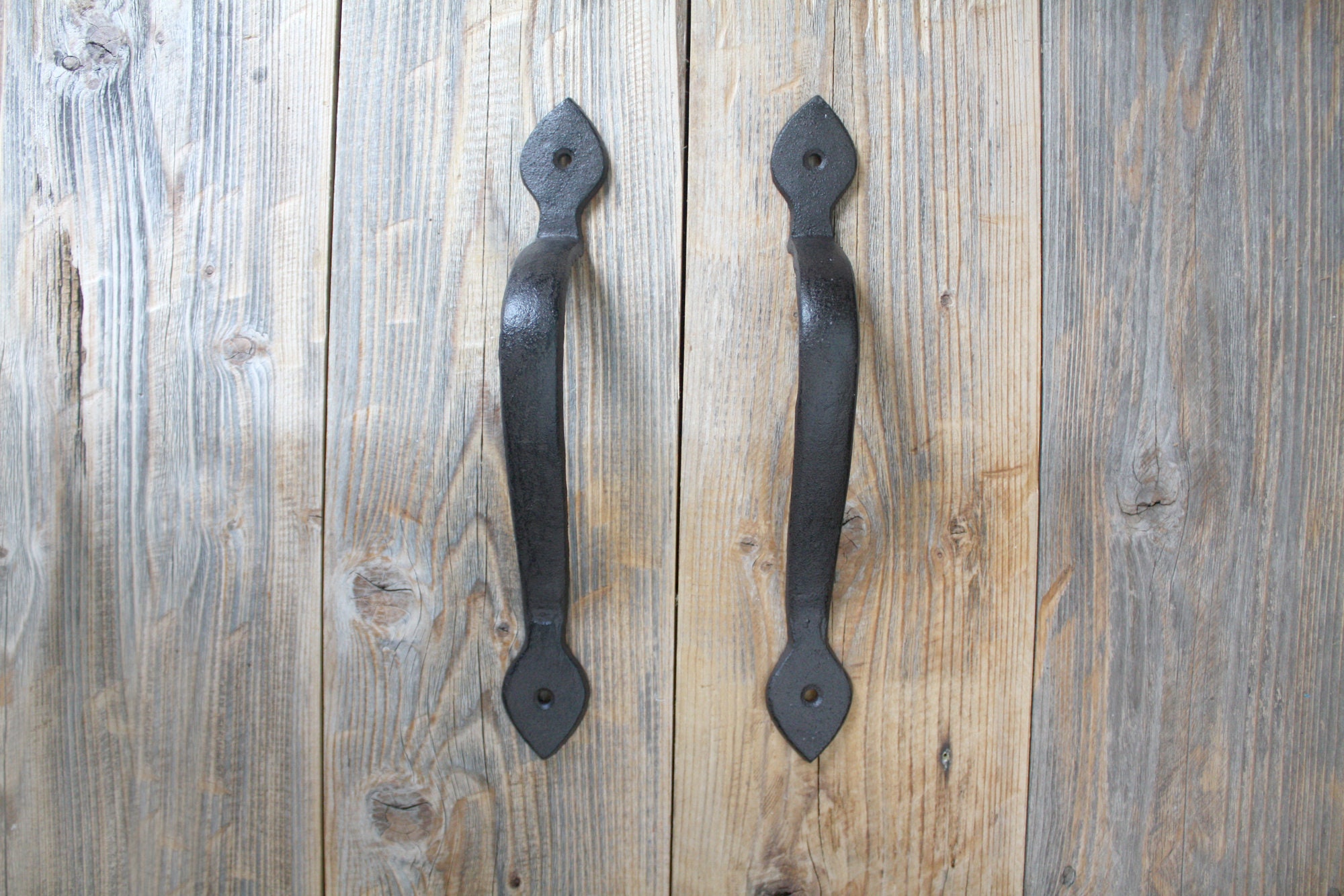 2 Large Cast Iron Antique Style FANCY Barn Handle Gate Pull Shed Door Handles #4 