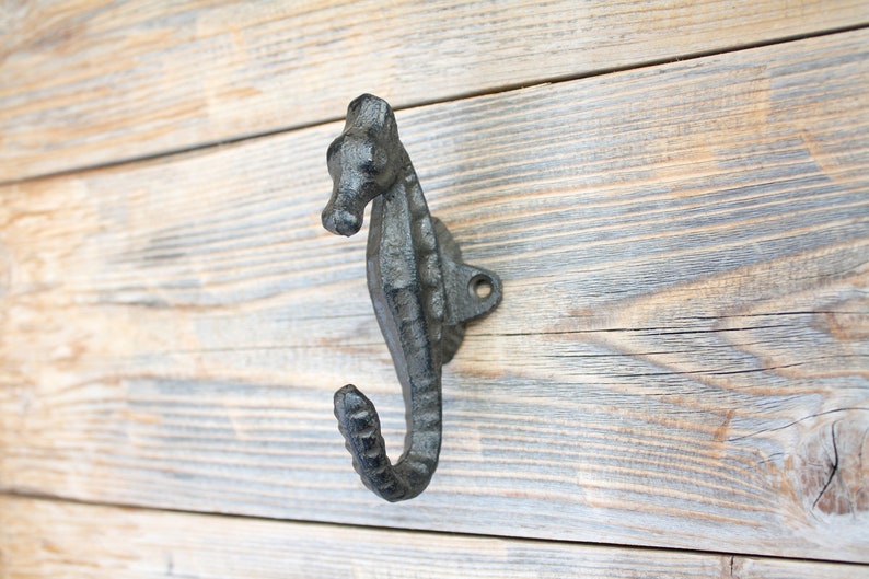 Cast Iron Seahorse Hook Nautical Bathroom Hook Etsy