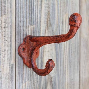 Cast Iron Hook Simple Double Wall Hook Classic Coat Hanger Orange