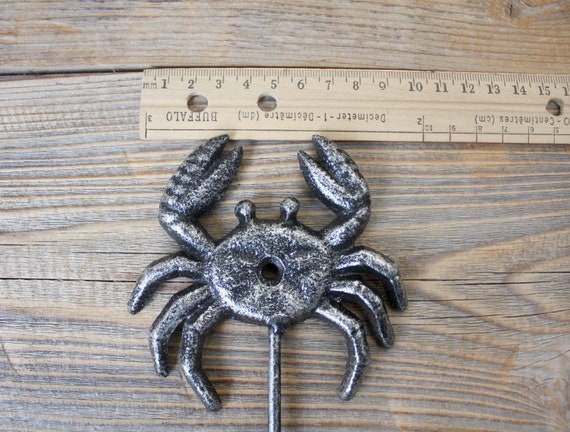 Silver Crab Single Hook, Cast Iron Towel Hooks, Beach House Decor