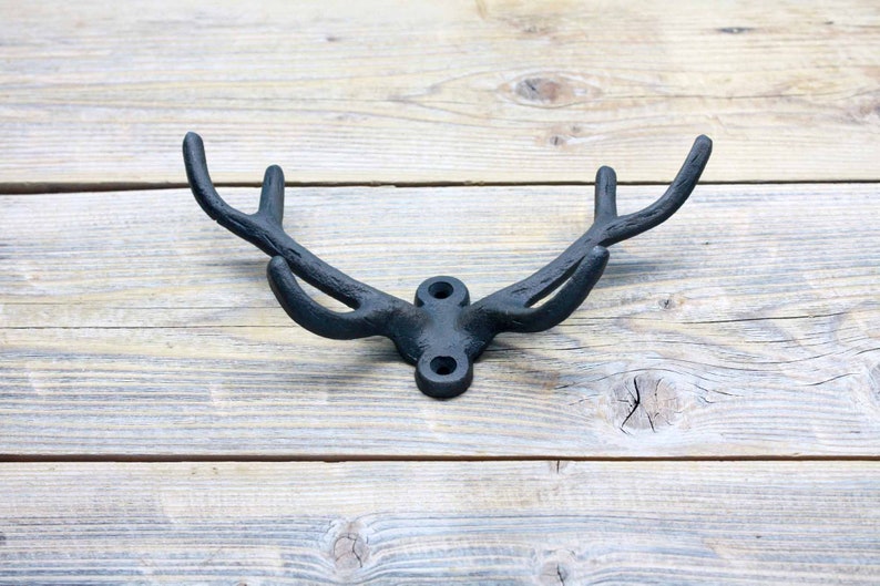 Deer Antler Coat Hooks Cast Iron Entryway Hook Etsy