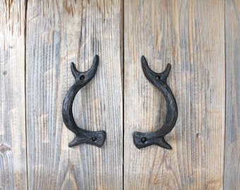 Cast Iron Antler Door Handles, Single Handle