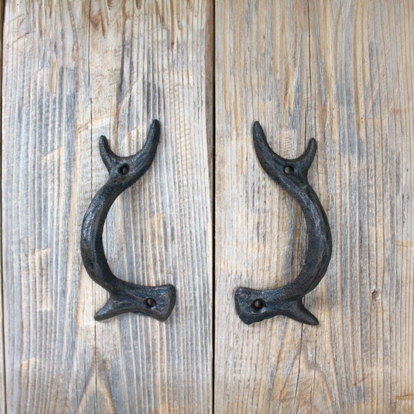 Cast Iron Antler Door Handles, Set of 2