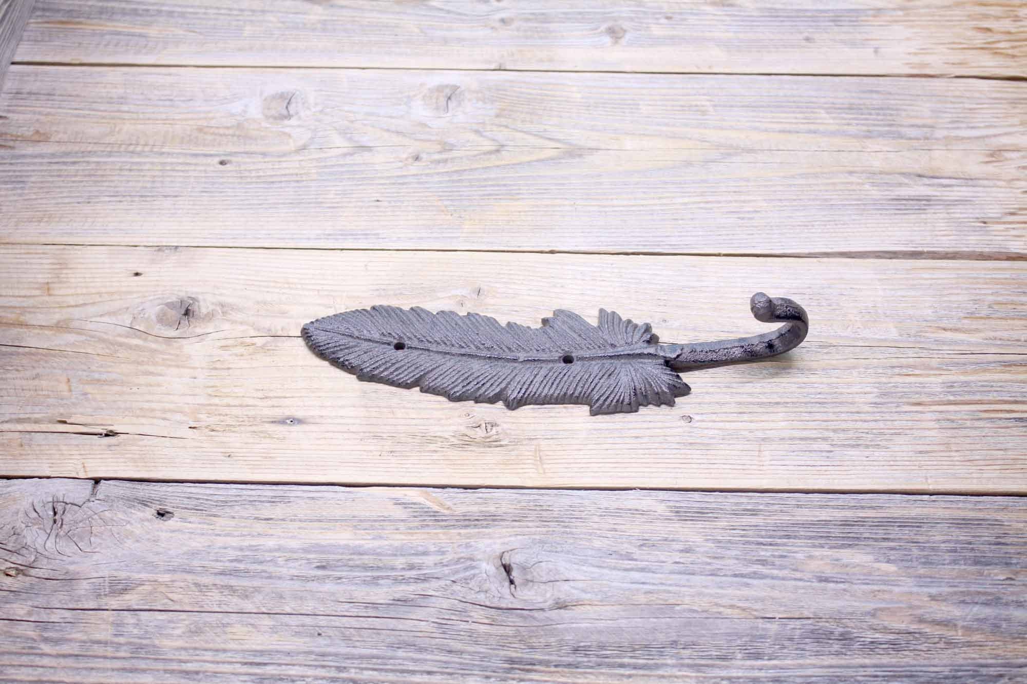 Cast Iron Feather Hook Large Coat or Towel Hook 
