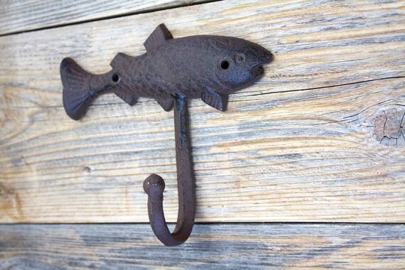 Fish Coat Hook, Cast Iron Cabin Decor 