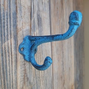 Cast Iron Hook Simple Double Wall Hook Classic Coat Hanger Blue