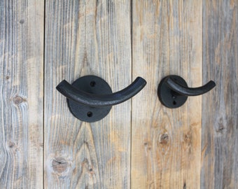 Minimalist Double Coat Hook, Simple Cast Iron Towel Hooks