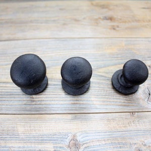 Rustic Cast Iron Knobs, Brown Antique Style Round Handle