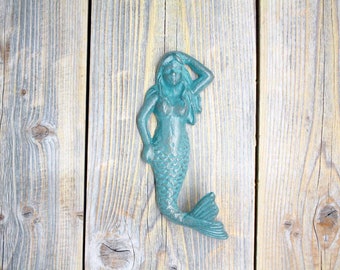 Mermaid Towel Hook, Cast Iron Nautical Wall Hook