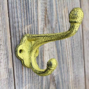 Cast Iron Hook Simple Double Wall Hook Classic Coat Hanger Yellow