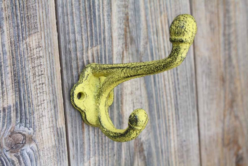 Cast Iron Hook Simple Double Wall Hook Classic Coat Hanger Yellow