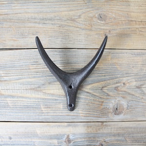 Minimalist Antler Coat Hook, Cast Iron Robe or Towel Hooks