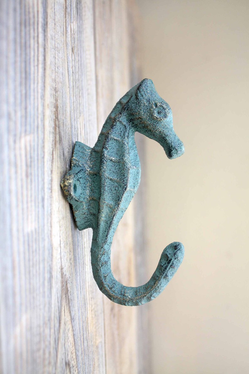 Cast Iron Seahorse Hook Nautical Bathroom Hook Etsy