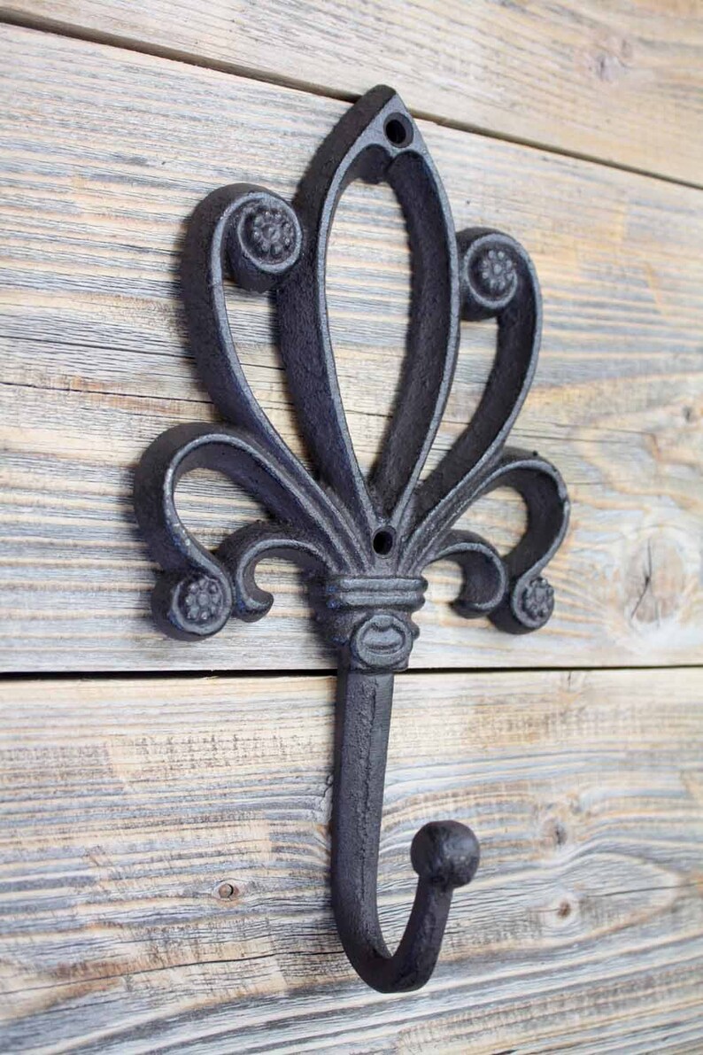 Large Decorative Cast Iron Wall Hook Flower Coat Hook Etsy