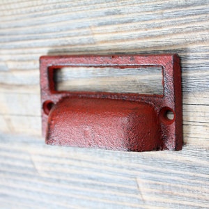 Cast Iron Cup Handle, Card File Cabinet Handle Red