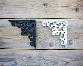 Small Decorative Wall Shelf Bracket, Cast Iron Shelving Support