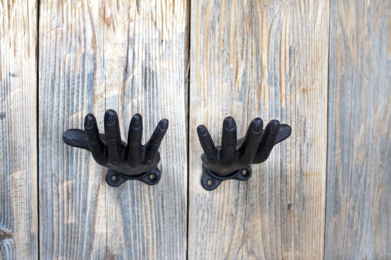 Unique Cast Iron Hands Coat Wall Hooks Set of 2 Etsy