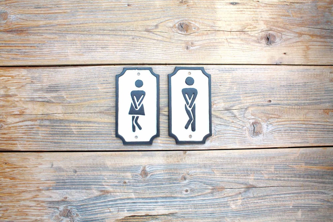 Men's and Ladies' White Bathroom Signs, Cast Iron Restroom Sign - Etsy