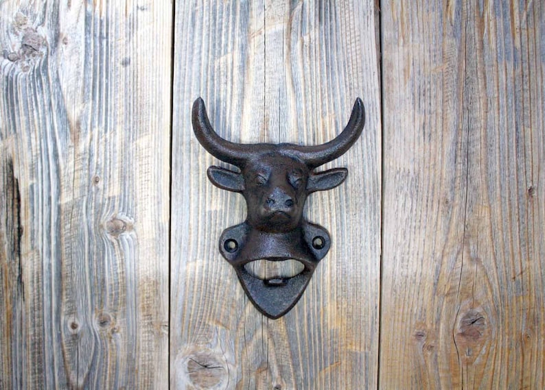 Bull Head Bottle Opener Wall Mounted Unique Beer Man Bull Head Bottle Opener Wall Mounted Unique Beer Man Image 0