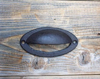 Cast Iron Drawer Pull, Drawer Handle, Cabinet Cup Handle