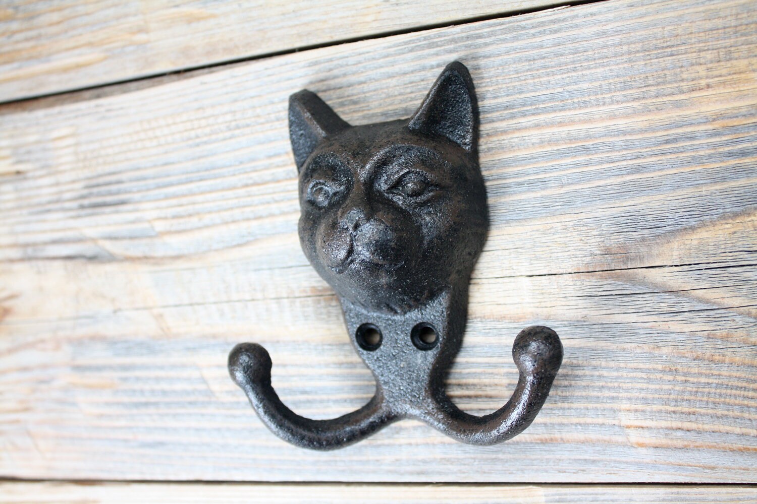 Cat Head Double Coat Hook Cat Lover Decor Etsy