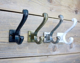 Textured Coat Hook, Distressed Cast Iron Double Hooks