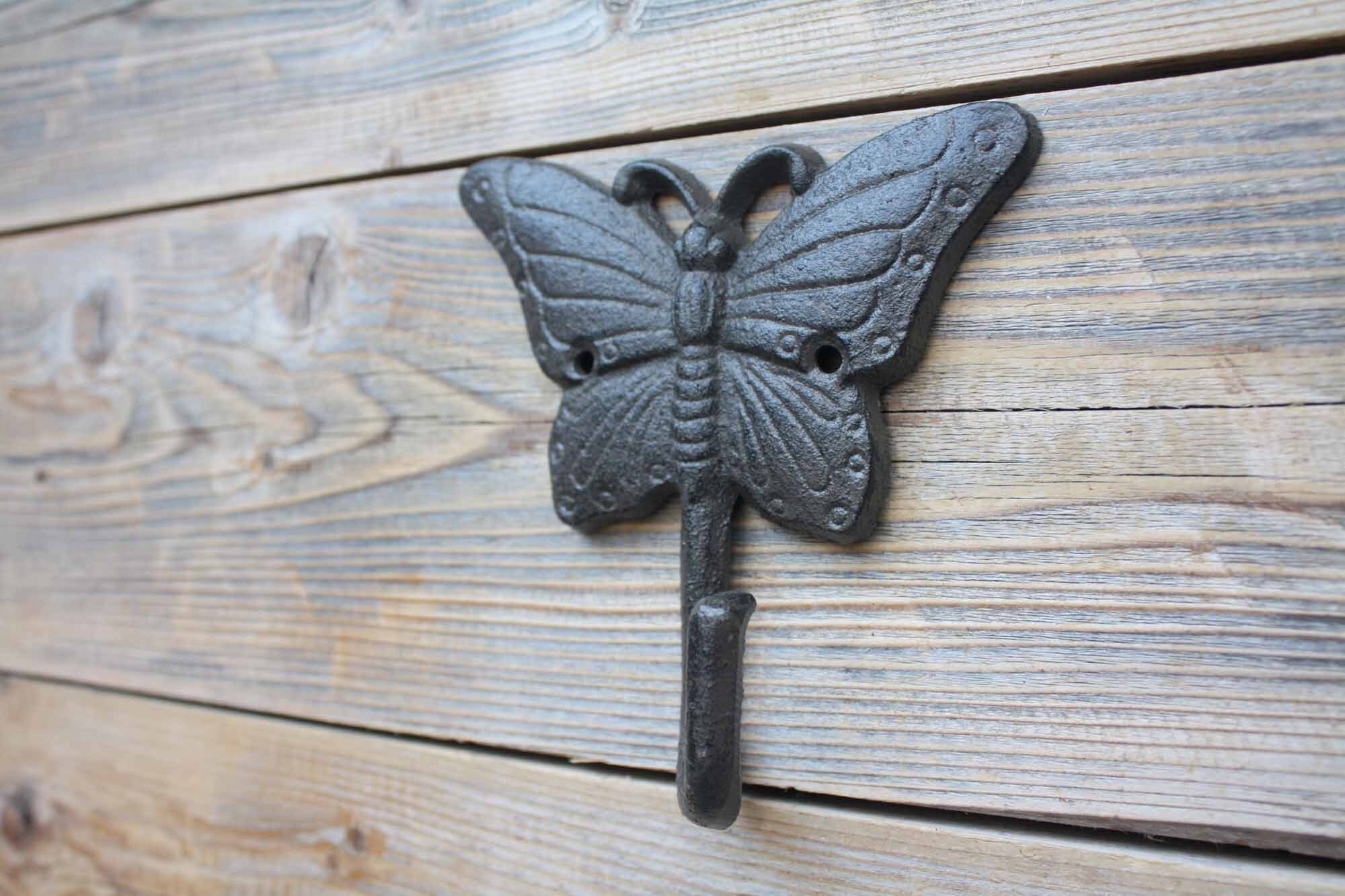 Butterfly Single Coat Hook Cast Iron Butterfly Wall Hook Etsy