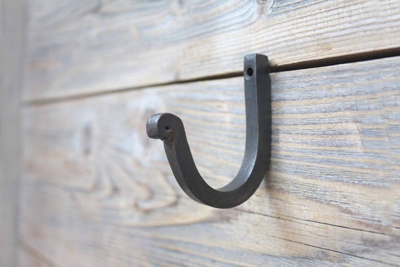 Forged Iron Single Wall Hook Entryway Coat Rack or Key Hook 