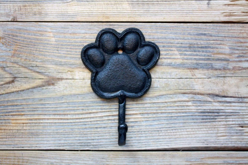 Paw Print Hook Cast Iron Dog or Cat Paw Hook Etsy