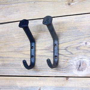 Rustic Nail or Railroad Spike Hook, Cast Iron Railway Coat Hook