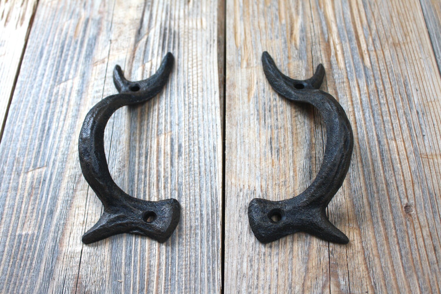 Gancio Per Parete A Forma Di Corna - Ghisa Rustica Per Appendere - Foto 5