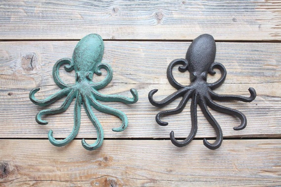 Octopus Wall Hook Cast Iron Nautical Key Rack Etsy