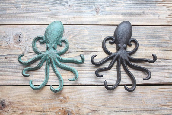 Octopus Wall Hook, Cast Iron Nautical Key Rack -  UK