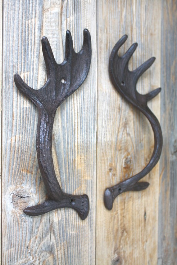 Set 6 Hardware Cast Iron Rustic Cabin Moose Cabinet Knob Drawer