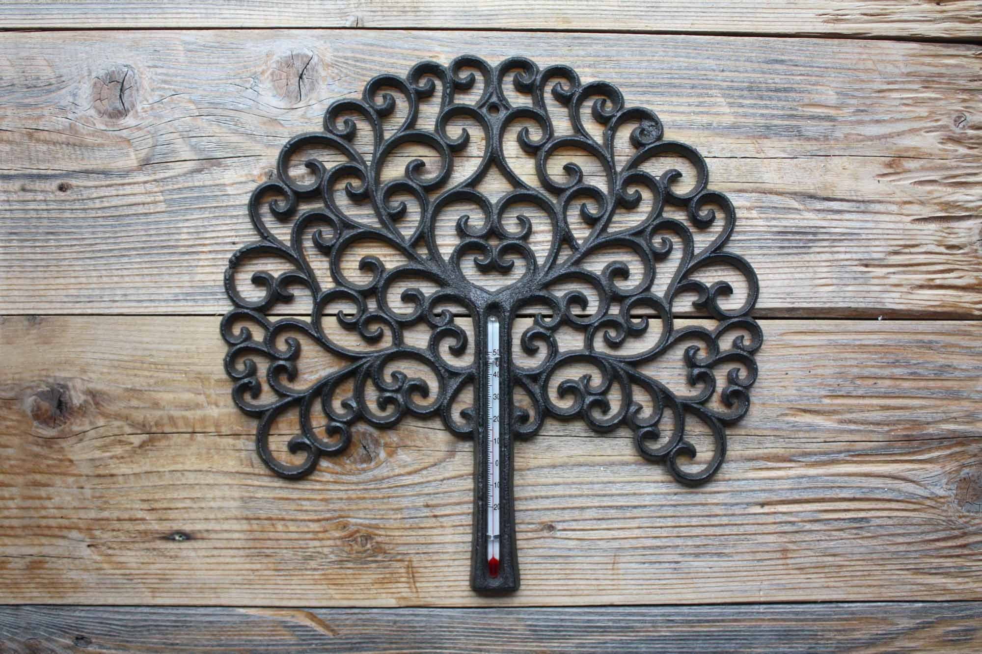 SDBRKYH Garden Wall Hanging Decoration, Outdoor Thermometer Cast Iron  Decoration Hanging Thermometer Home Garden Wall Hanging Retro Decoration